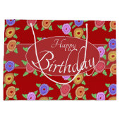 Stijlvolle bloemige ontwerper groot cadeauzakje (Achterkant)