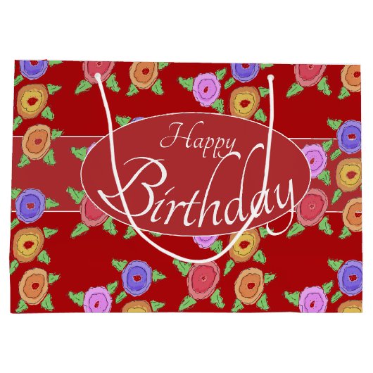 Stijlvolle bloemige ontwerper groot cadeauzakje (Achterkant)