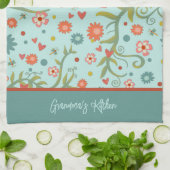 Stijlvolle bloemmotief Modern Gepersonaliseerd naa Theedoek (Gevouwen)