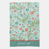 Stijlvolle bloemmotief Modern Gepersonaliseerd naa Theedoek (Verticaal)