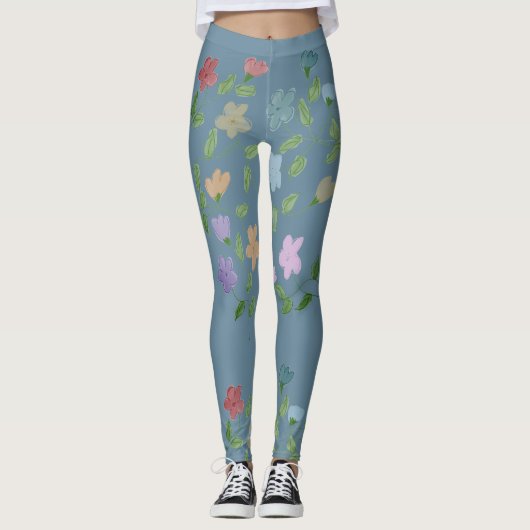 Stijlvolle bloemrijke Girly Leggings (Voorkant)