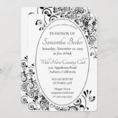 Stijlvolle bloemrol bruiloft kaart (Voorkant / Achterkant)