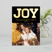 Stijlvolle blok lettertype vreugde moderne minimal folie feestdagenkaart (Staand Voorkant)