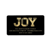 Stijlvolle blokletter Gold Glitter Joy Modern Holi Etiket (Voorkant)