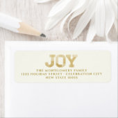 Stijlvolle blokletter Gold Glitter Joy Modern Holi Etiket (Insitu)