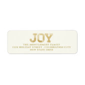 Stijlvolle blokletter Gold Glitter Joy Modern Holi Etiket (Voorkant)