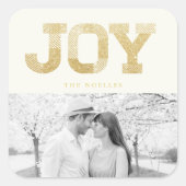 Stijlvolle blokletter Gold Glitter Joy Modern Holi Vierkante Sticker (Voorkant)