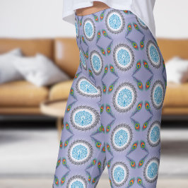Stijlvolle Blue Bell Peacock Feathers patroon Leggings