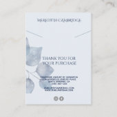 Stijlvolle Blue Botanical Ketting Display Visitekaartje (Achterkant)