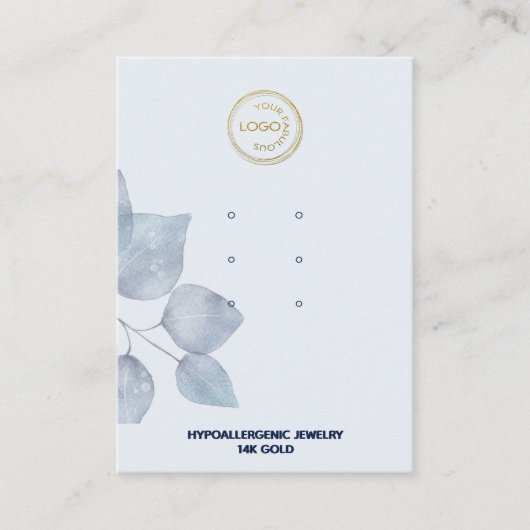 Stijlvolle Blue Botanical Ketting Display Visitekaartje (Voorkant)