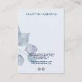 Stijlvolle Blue Botanical Ketting Display Visitekaartje (Achterkant)