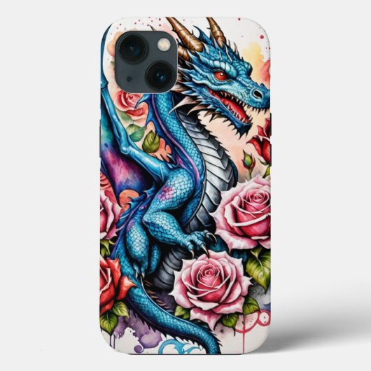 Stijlvolle Blue Dragon Phone Case met Levendig Roo (Achterkant)