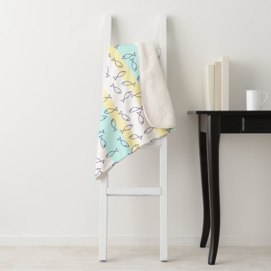 Stijlvolle Blue Fish Pattern Zee Theme Throw Deken (In situ)