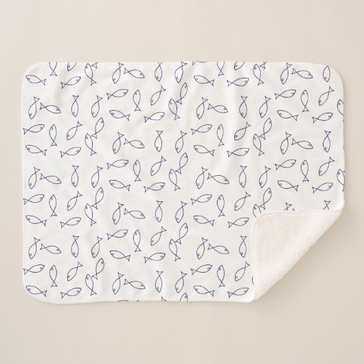 Stijlvolle Blue Fish Pattern Zee Theme Throw Deken (Voorkant (horizontaal))
