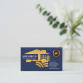 Stijlvolle Blue Gold Home Building Contractor Visitekaartje (Staand voorkant)