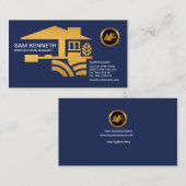 Stijlvolle Blue Gold Home Building Contractor Visitekaartje (Voorkant / Achterkant)