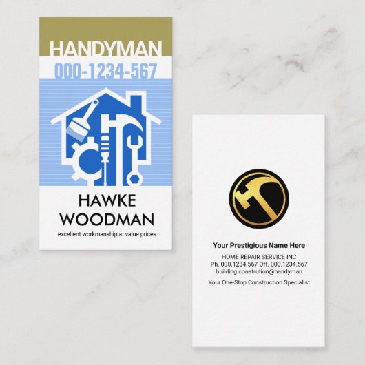 Stijlvolle Blue Home Repair Tools Visitekaartje (Voorkant / Achterkant)