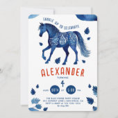 Stijlvolle Blue Horse Derby Pony Cowboy Waterverf Kaart (Voorkant)