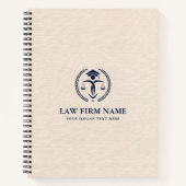 Stijlvolle Blue Justice Logo Beige Linen Texture Notitieboek (Voorkant)