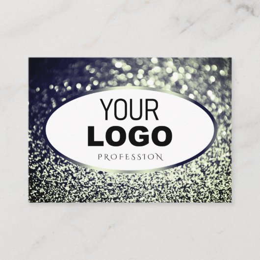 Stijlvolle Blue Silver Sparkle Glitter White add L Visitekaartje (Voorkant)