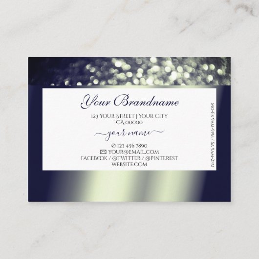 Stijlvolle Blue Silver Sparkle Glitter White add L Visitekaartje (Achterkant)