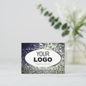 Stijlvolle Blue Silver Sparkle Glitter White add L Visitekaartje (Staand voorkant)
