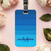 Stijlvolle Blue Toned Colorblock Initiaal Monogram Bagagelabel