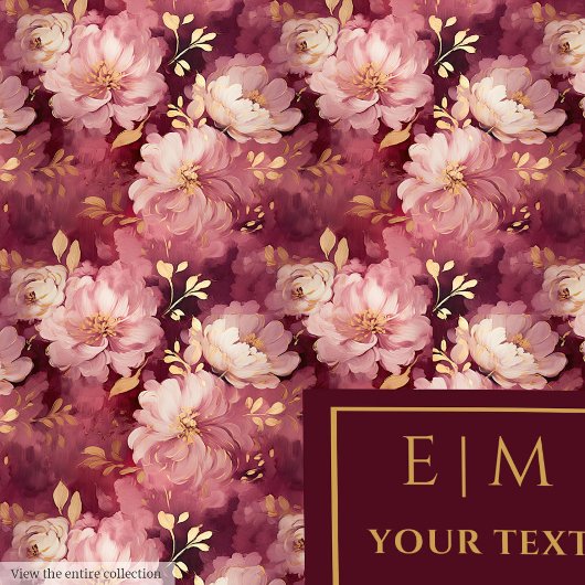 Stijlvolle Blush Bourgogne Goud Custom Boho Floral Fleece Deken