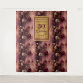 Stijlvolle Blush Bourgondië Goud 30ste Verjaardag Wandkleed (Voorkant)