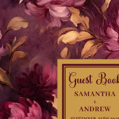 Stijlvolle Blush Bourgondië Gouden Boho Wedding Gastenboek