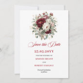 Stijlvolle Blush Bourgondië Groenery Save The Date (Voorkant)