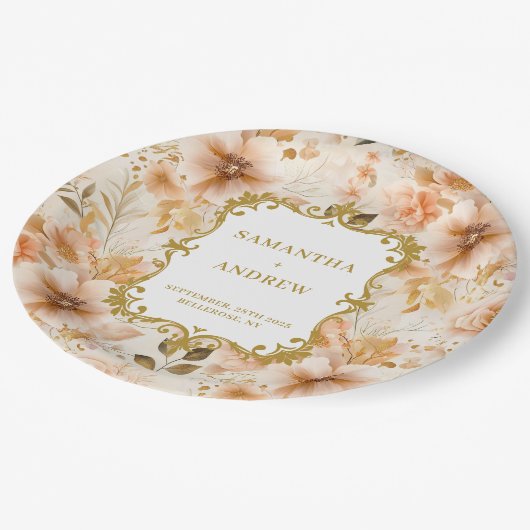 Stijlvolle Blush Gold Trouwpapier Borden Papieren Bordje (Gekanteld)