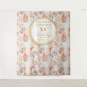 Stijlvolle Blush Gold Waterverf Verjaardag Tapestr Wandkleed (Voorkant)