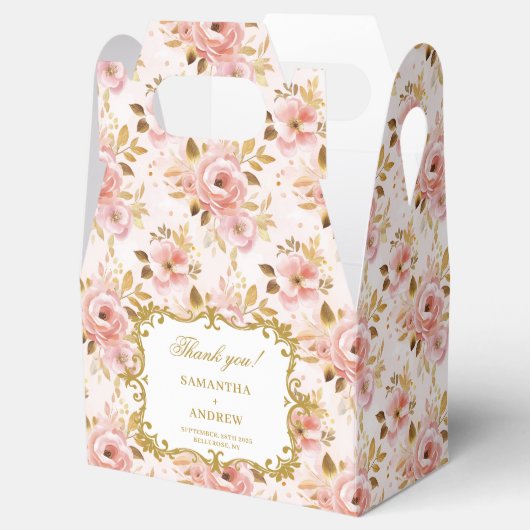 Stijlvolle Blush Gold Wedding Bedankt Box voor de  Bedankdoosjes (Geopend)