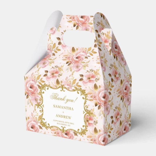 Stijlvolle Blush Gold Wedding Bedankt Box voor de  Bedankdoosjes (Voorkant Zijde)