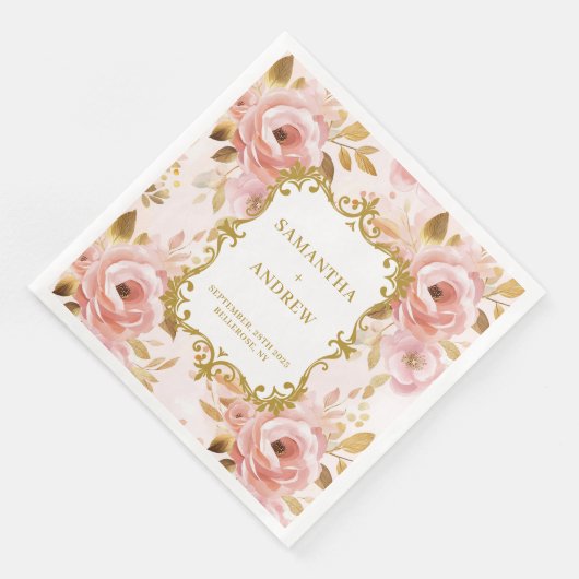 Stijlvolle Blush Gold Wedding Party servetten (Hoek)
