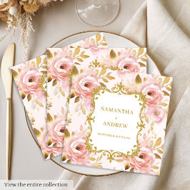 Stijlvolle Blush Gold Wedding Party servetten