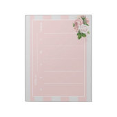 Stijlvolle Blush Pink Floral Striped Weekly Plans Notitieblok (Linkerzijde)