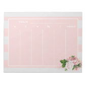 Stijlvolle Blush Pink Floral Striped Weekly Plans Notitieblok (Voorkant)