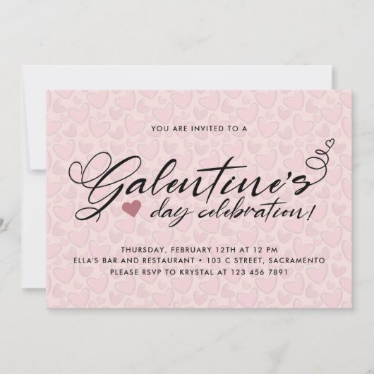 Stijlvolle Blush Pink Galentine Day Party Kaart (Voorkant)