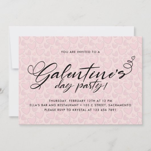 Stijlvolle Blush Pink Galentine Day Party Kaart (Voorkant)