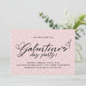 Stijlvolle Blush Pink Galentine Day Party Kaart (Staand voorkant)