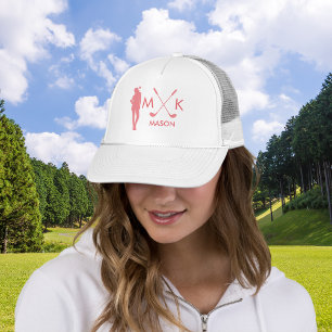 Stijlvolle Blush Pink   Moderne dame golfspeler Trucker Pet