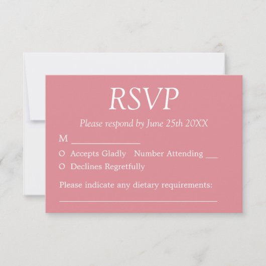 Stijlvolle Blush Roze Huwelijk RSVP Kaart (Voorkant)