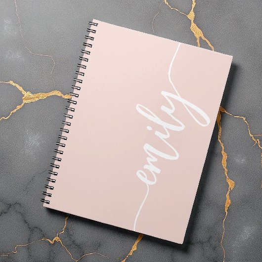Stijlvolle Blush Roze Kalligrafie Naam Notitieboek
