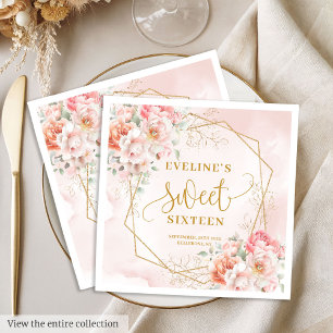 Stijlvolle Blush Roze Salie Goud Bloemig Sweet Six Servet