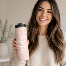 Stijlvolle Blush Roze Witte Calligrafie Naam