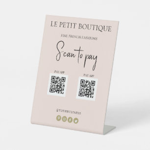 Stijlvolle Blush  Scannen om te betalen  2 QR-code Reclamebord Met Voetstuk
