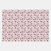 Stijlvolle Bogundy Red Flowers Floral Waterverf Inpakpapier Vel (Voorkant 3)
