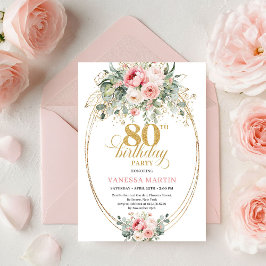 Stijlvolle Boheemse Blush Rozen 80ste Verjaardagsu Kaart